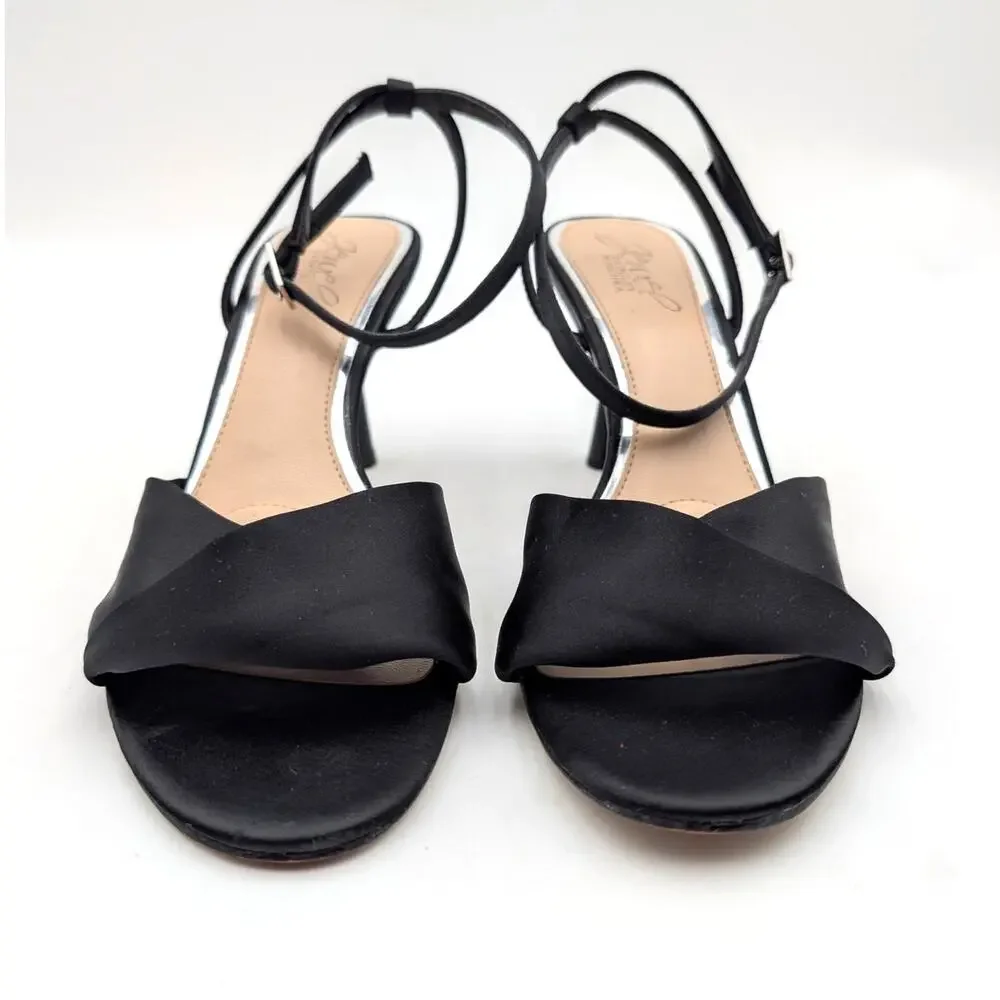 Jewel Badgley Mischka Kaia Ankle Strap Sandals Women's Black Size US8 EU38.5